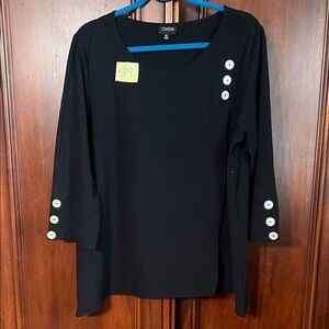 TOOFAN Black Button-Accent Women's Top size XL